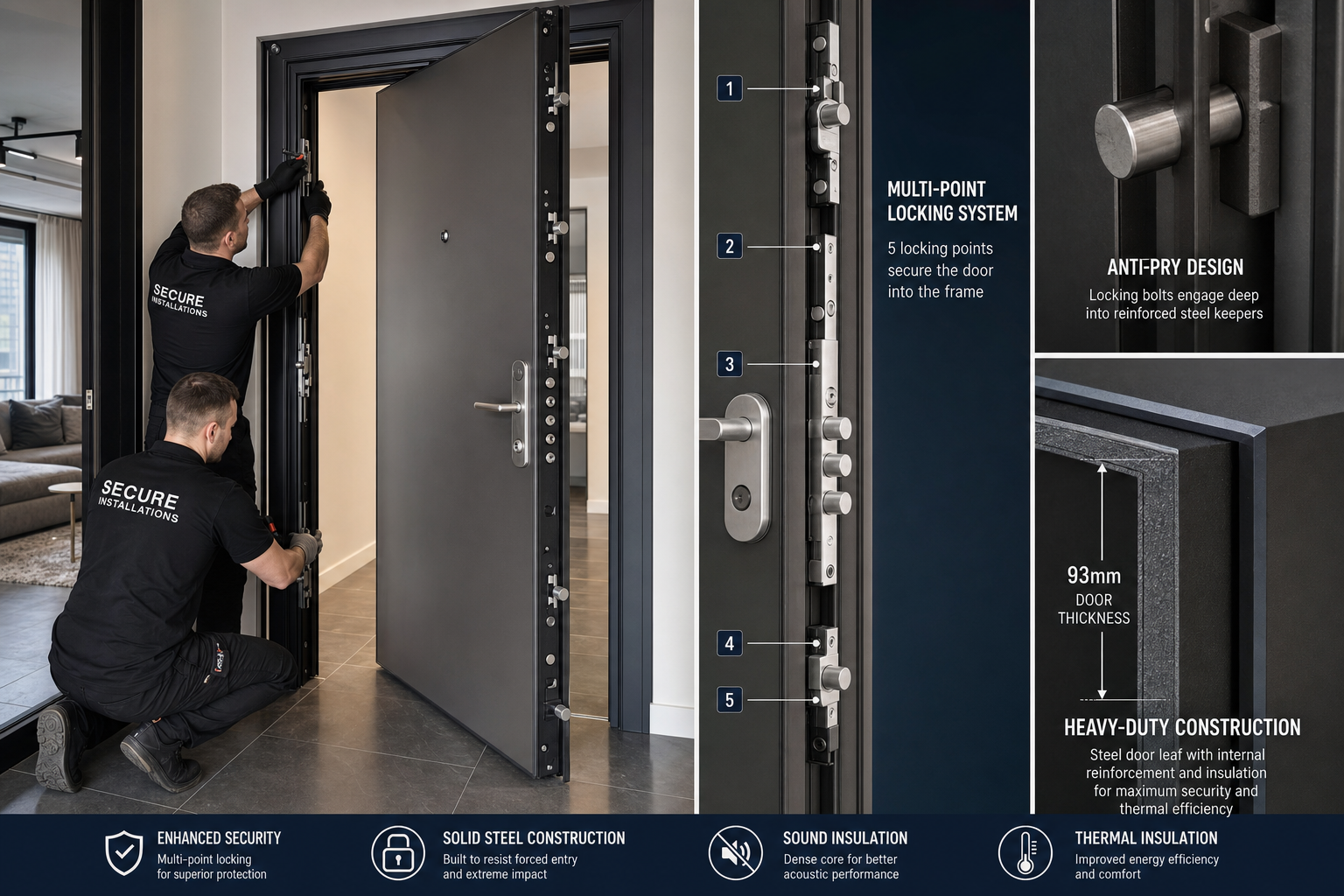 Installation de porte blindée